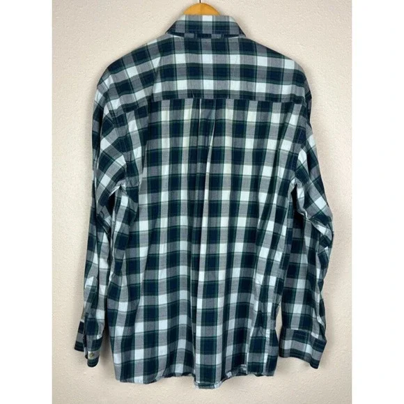 Wrangler George Strait Mens L/XL Blue Green Plaid Long Sleeve Button Down Shirt - Picture 7 of 7